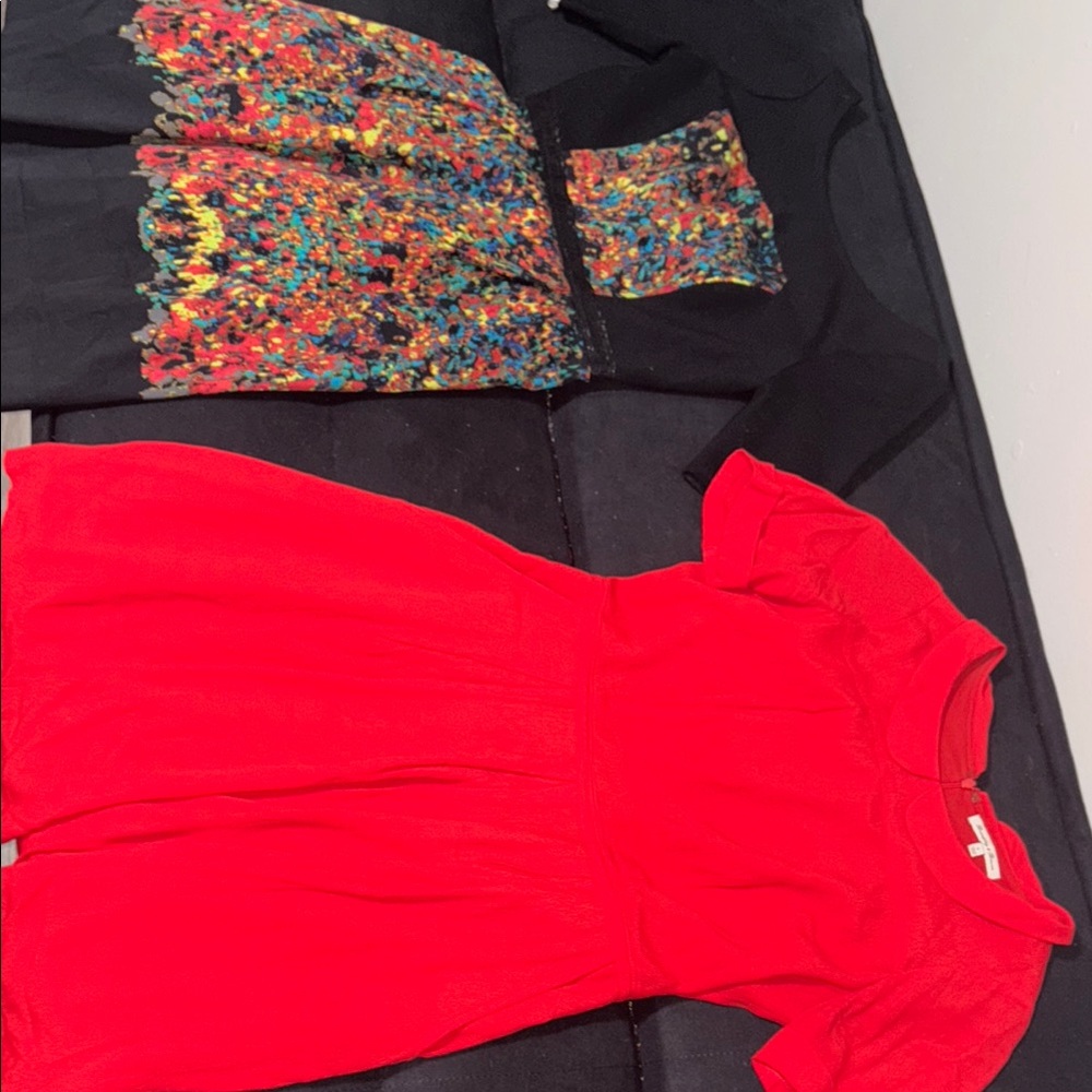 Red and Black Dresses with Colorful Pattern